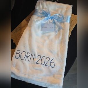 Its A Boy, White Baby Blanket - Born 2026